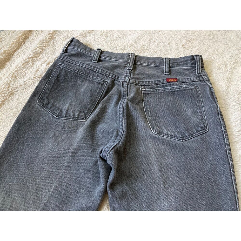 Vintage Grunge Skater Faded Charcoal Rustler Cotton Denim Jeans Soft 30x28.5